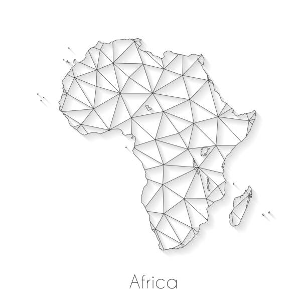 アフリカ地図接続 - 白い背景のネットワークメッシュ - アフリカ点のイラスト素材／クリップアート素材／マンガ素材／アイコン素材