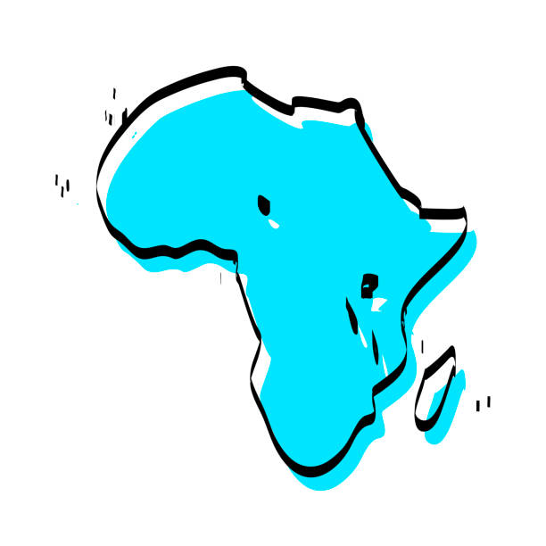 아프리카 지도 손으로 흰색 배경, 유행 디자인에 그린 - comoros stock illustrations
