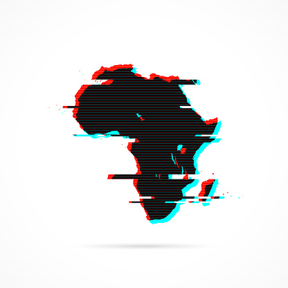 Africa map in distorted glitch style. Modern trendy effect