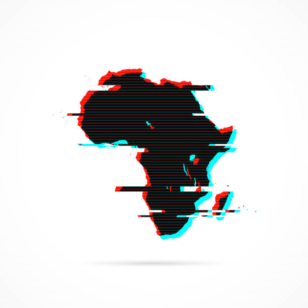 mapa afryki w zniekształcony styl usterki. nowoczesny efekt modny - comoros stock illustrations