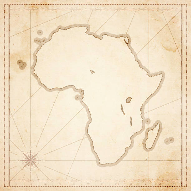 복고 빈티지 스타일-오래 된 질감된 종이 아프리카 지도 - comoros stock illustrations