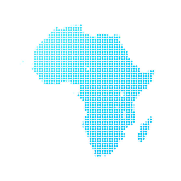 흰색 바탕에 파란색 점의 아프리카 지도 - comoros stock illustrations