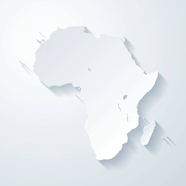 아프리카 지도 종이 잘라 빈 배경 효과 - comoros stock illustrations