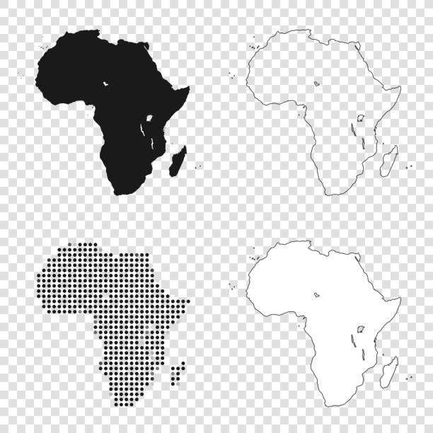 карты африки для дизайна - черный, контур, мозаика и белый - comoros stock illustrations
