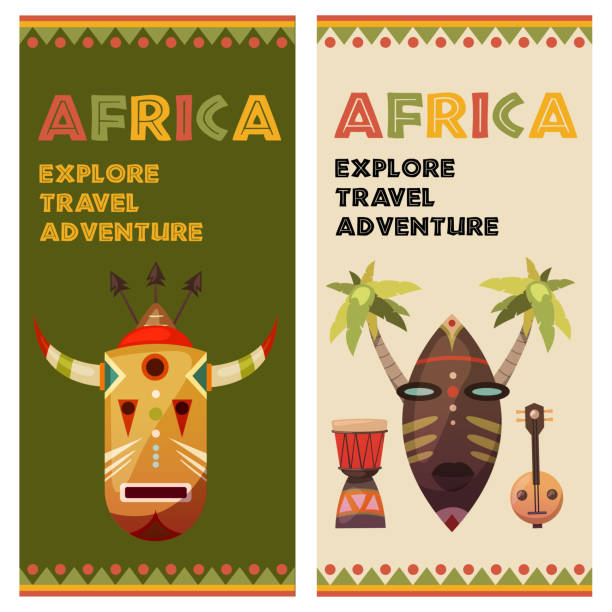 Africa. Travel to exotic continent. Banners with vector icons vector art illustration