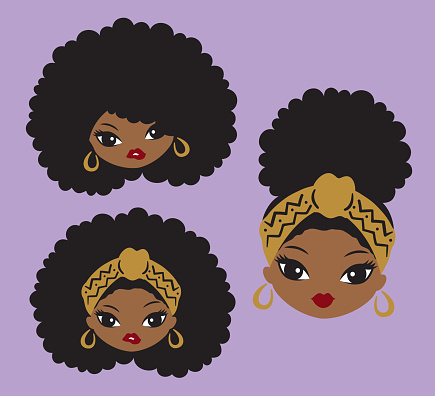 African American Black Girl with Afro Hair Vector