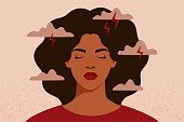 istock African American woman feels anxiety and emotional stress. Depressed black girl experiences mental health issues. 1326112129