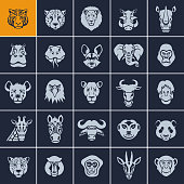 Set of African animal faces