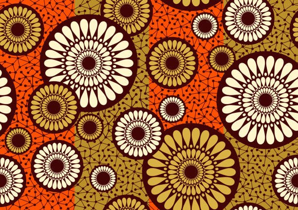африканский круг ткань шаблон 47 - батик stock illustrations