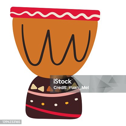 istock African drum. Traditional musical instrument. Vector cartoon illustration in a naïve flat style 1394233165