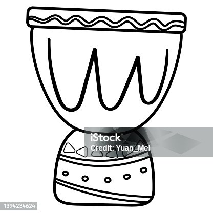 istock African drum. Traditional musical instrument. Vector cartoon illustration page or book for kids and adults 1394234624