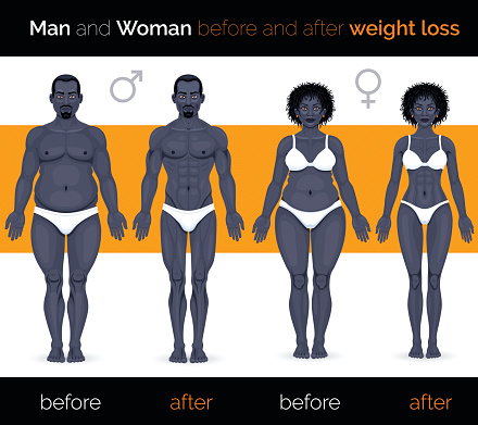 African man and african woman before and after weight loss