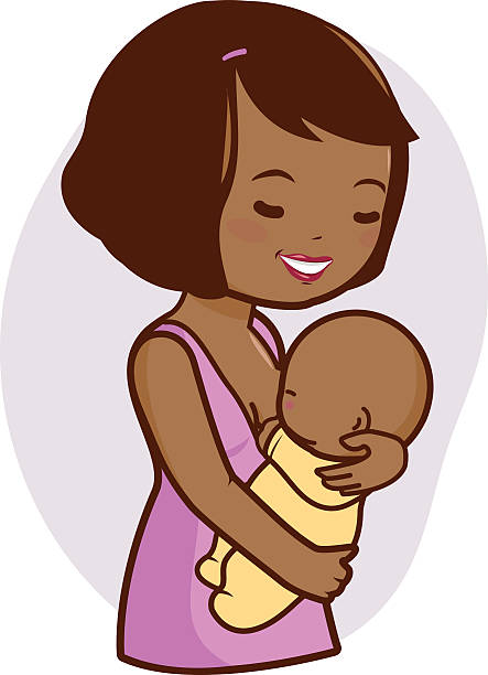 African mother breastfeeding her baby  african american mothers day stock illustrations
