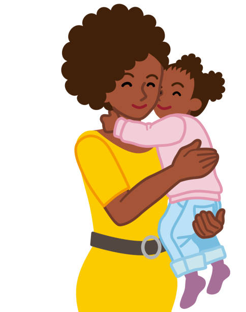 African mother embracing a daughter  african american mothers day stock illustrations