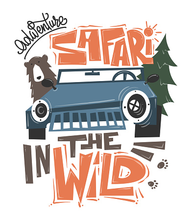 African safari adventure, t-shirt design, vector illustration