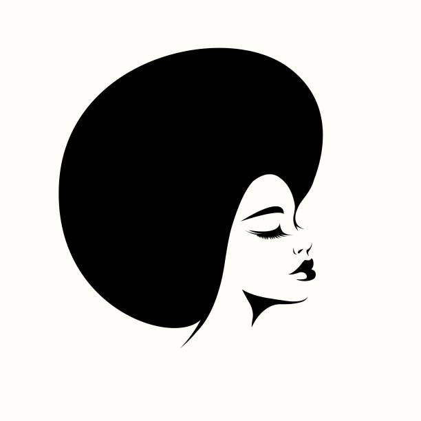 bildbanksillustrationer, clip art samt tecknat material och ikoner med afroamerikansk kvinna med stort afrohår. elegant frisyr och smink. mode- och skönhetsikon. - mouth vector black
