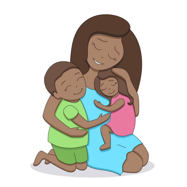Afro American mother with children  african american mothers day stock illustrations