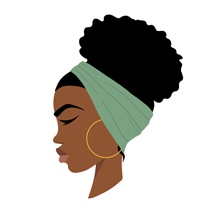 Afro Women. African American Woman. Vector illustration.  Isolated on white background. Good for posters, t shirts, postcards.