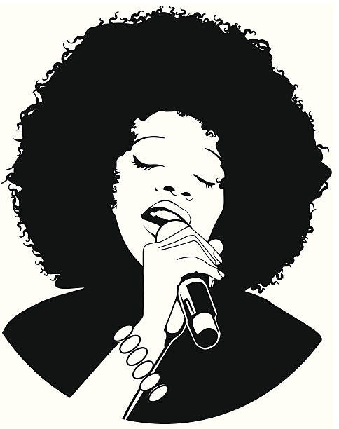 afro-american jazz singer vector art illustration