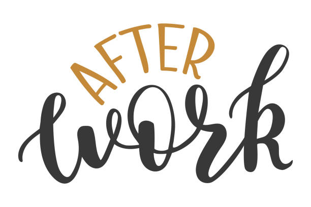 After Work handwritten lettering logo icon. Vector phrases elements for planner, calender, organizer, cards, banners, posters, mug, scrapbook, pillow cases. After Work handwritten lettering logo icon. Vector phrases elements for planner, calender, organizer, cards, banners, posters, mug, scrapbook, pillow cases. after work stock illustrations