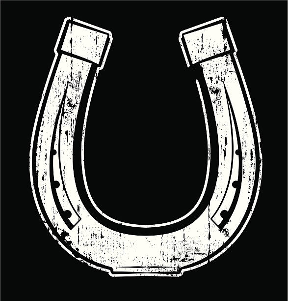 Aged and weathered horseshoe Weathered horseshoe stamp. Re-color in one step, placed on any background, background will show through. Files provided Ai8 eps and large .jpg. horseshoe stock illustrations