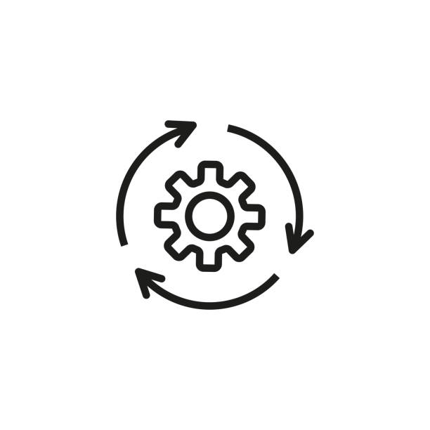 Agile process line icon Agile process line icon. Gear, arrow, circle, cycle. Agile development concept. Vector illustration can be used for topics like update, technology, engine change icons stock illustrations