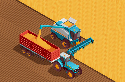 agricultural machines isometric composition