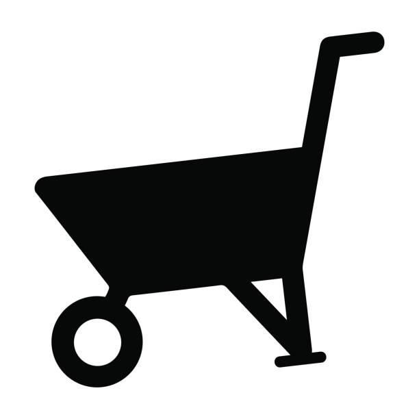 Agriculture cart, dirt carrier, farming tool, mulch, wheelbarrow icon Agriculture cart, dirt carrier, farming tool, mulch, wheelbarrow icon, vector file mulch stock illustrations