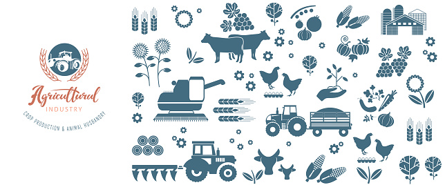 Agroindustry template with a farm background and an agribusiness emblem