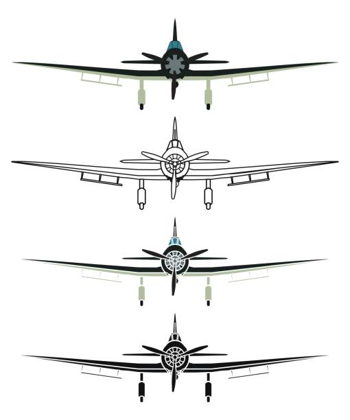 Aichi D3A1 in front view Aichi D3A1 in front view drawing of fighter planes stock illustrations