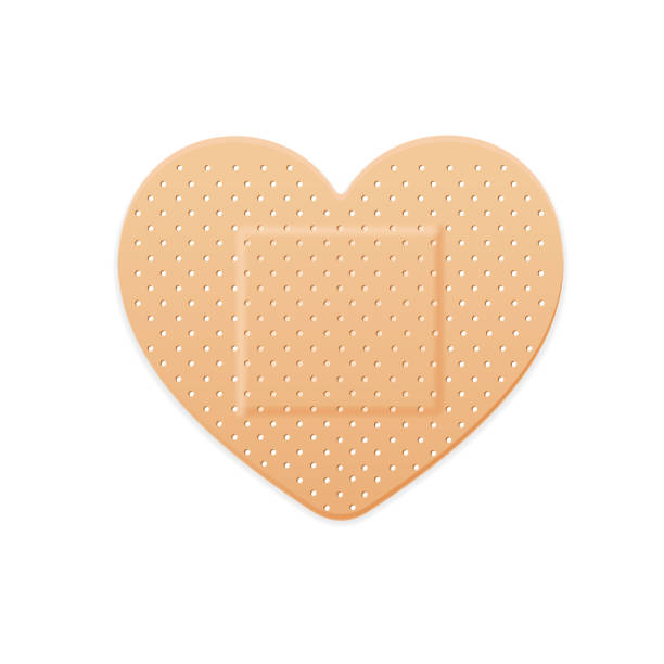 aid band plaster strip medical patch heart. vector - 傷口 幅插畫檔、美工圖案、卡通及圖標