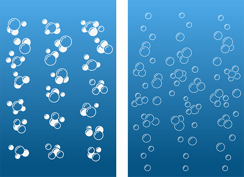 Air bubbles on blue background