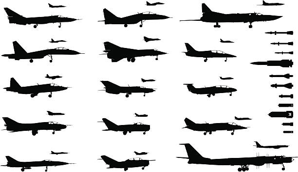 aircrafts - russian army stock illustrations