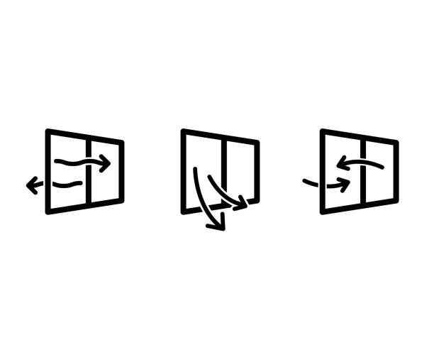 Airflow line icon set. Airflow line icon set. window icons stock illustrations