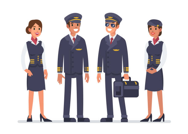 ilustrações, clipart, desenhos animados e ícones de pessoal das companhias aéreas - aeromoça