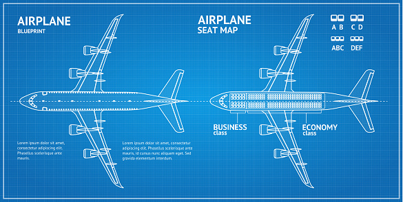飛行機の青写真計画平面図ですベクトル 飛行機のベクターアート素材や画像を多数ご用意 Istock