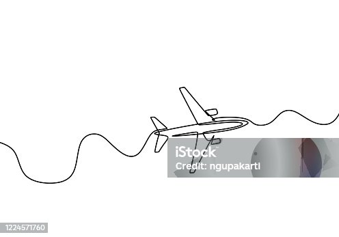 istock Airplane continuous one line drawing, minimalist design vector illustration isolated on white background. 1224571760