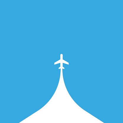Airplane flight tickets air fly cloud sky blue. Vector icon flat design