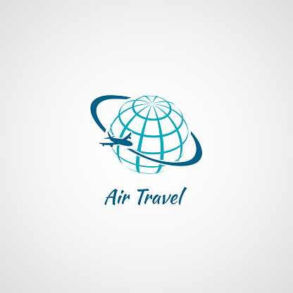 Airplane flying around the globe air travel symbol icon vector illustration