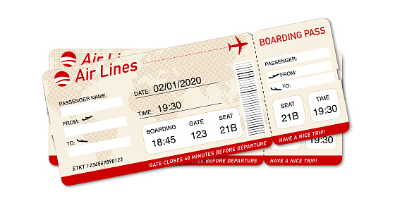 Airplane ticket. Boarding pass ticket template