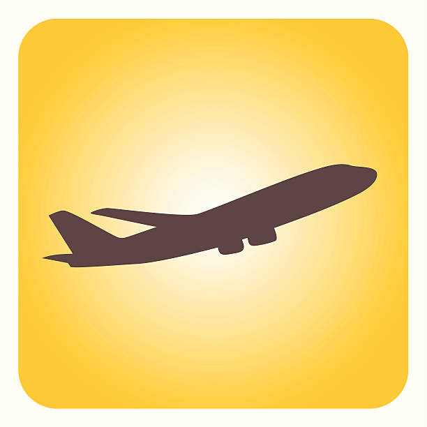 Airplane Simple and generic design of an airplane graphic. airplane silhouettes stock illustrations