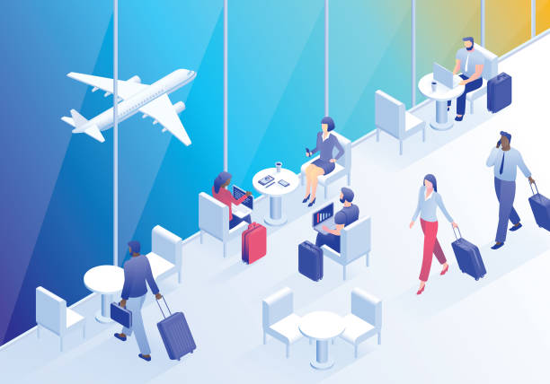 ilustrações de stock, clip art, desenhos animados e ícones de airport business lounge - airport lounge business