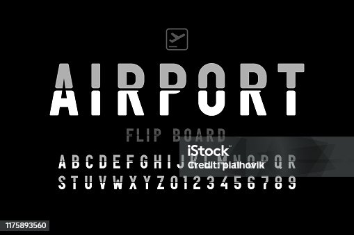 istock Airport flip board panel style font 1175893560