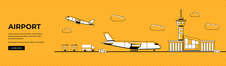Airport Cartoon Style of Logistics and Delivery Industry Illustration Template