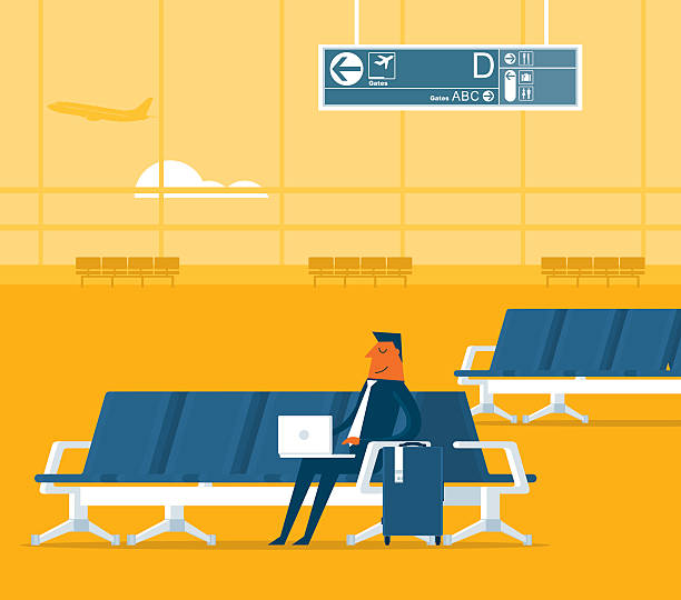 ilustrações de stock, clip art, desenhos animados e ícones de área de embarque - airport lounge business