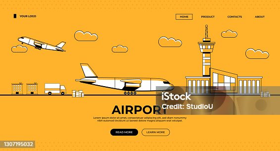 istock Airport Web Banner Illustration 1307195032