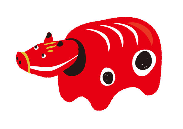 アカベコイラスト。赤い牛の形をした福島県のおもちゃ。 - シーサー点のイラスト素材／クリップアート素材／マンガ素材／アイコン素材