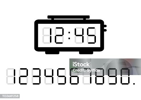 istock Alarm clock and calculator digital numbers. Vector illustration 1133681258