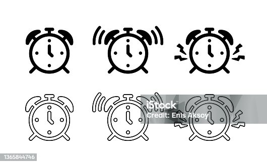 istock Alarm clock icons 1365844746