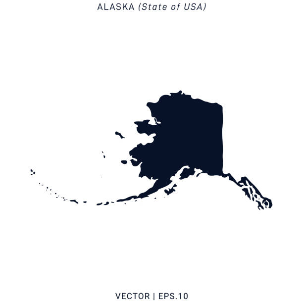 Alaska - States of USA Map Vector Stock Illustration Design Template. Vector eps 10. Map of Alaska Vector Stock Illustration Design Template. High Detailed Map. Vector eps 10. alaska us state stock illustrations